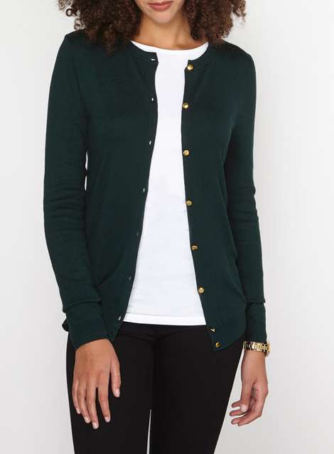 **Tall Olive Gold Button Cardigan